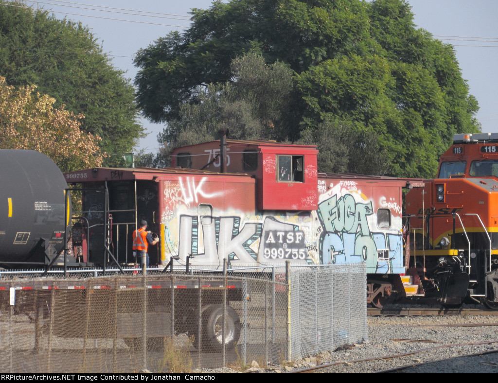 ATSF 999755 still in use as a shoving platform 